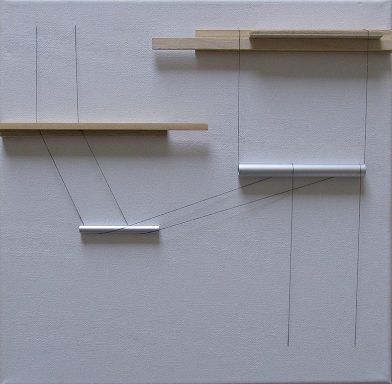 Gyorgy Szasz Transfer 2014 canvas wood aluminium tubes thread 40x40x3.5 cm ARCO 2015