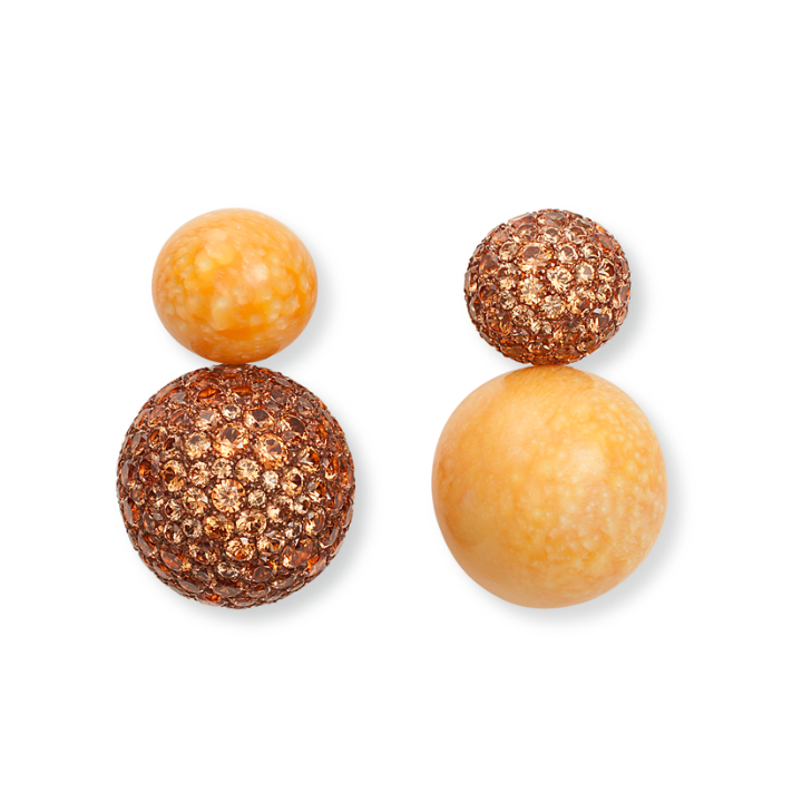 Hemmerle Earrings - melo pearls spessartite garnets copper white gold courtesy Hemmerle ok