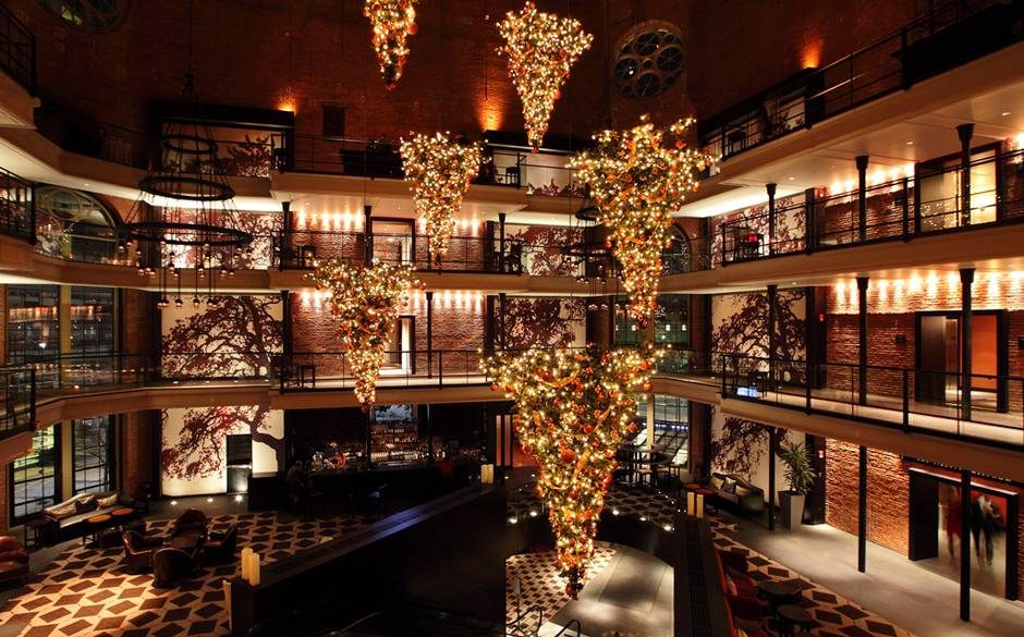 upside down trees in boston's liberty hotel image