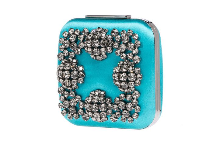 Manolo Blahnik Hangi clutch in turquoise