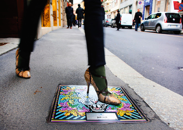 Fashion in Milan even takes over Manhole Covers